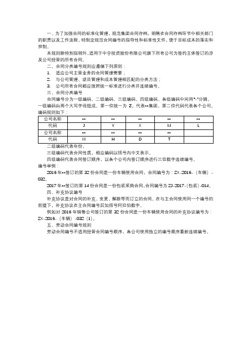 合同编号方法