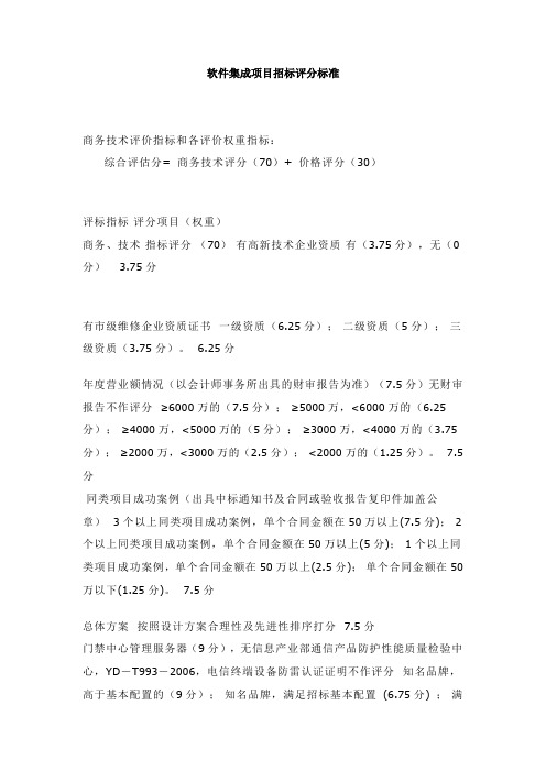 软件集成项目招标评分标准