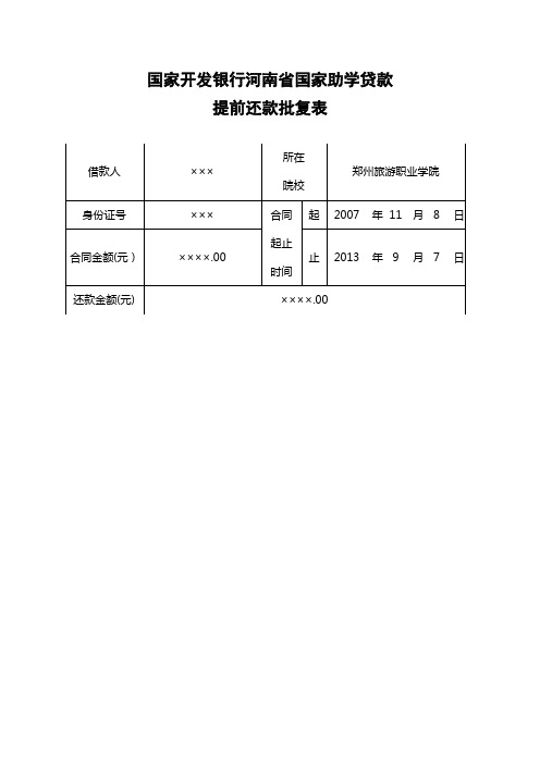 国家开发银行河南国家助学贷款