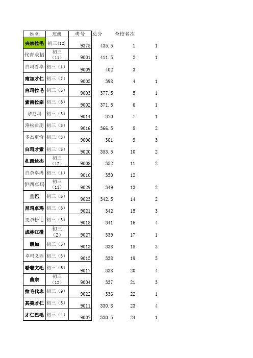 二中四模成绩