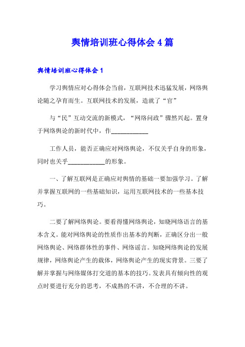 舆情培训班心得体会4篇