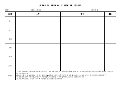 工作日志表格