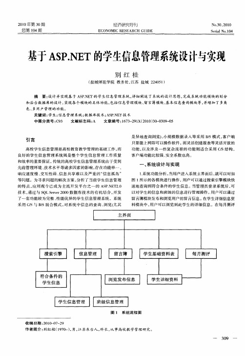 基于ASP.NET的学生信息管理系统设计与实现