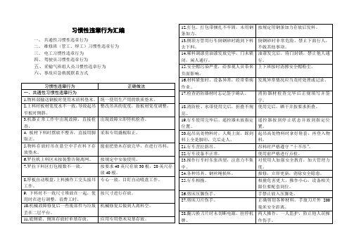 习惯性违章行为汇编2008