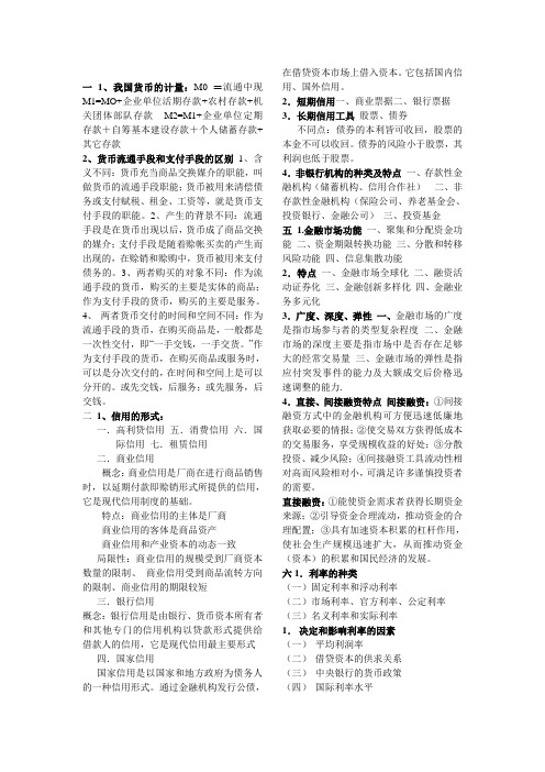 货币银行学 期末整理 洛阳理工学院