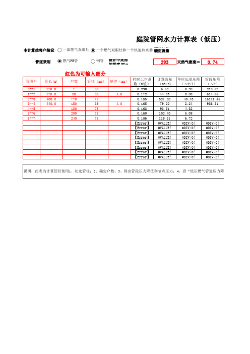 庭院管网水力计算
