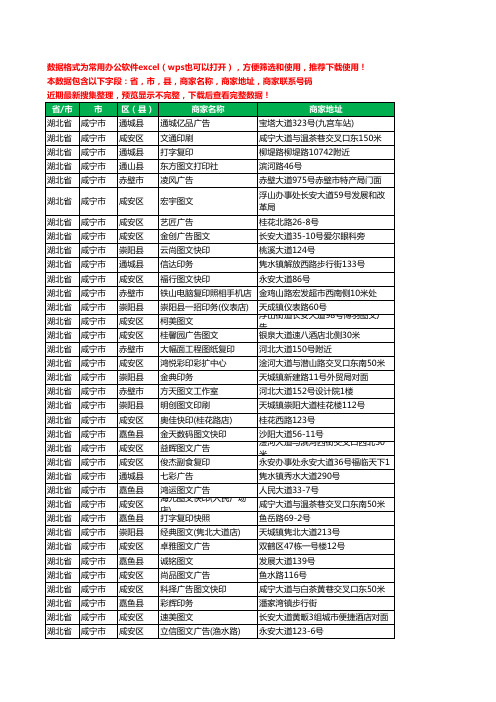 新版湖北省咸宁市打印工商企业公司名录名单黄页大全144家