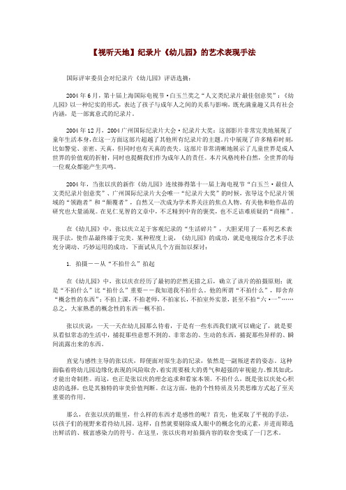 纪录片幼儿园分析