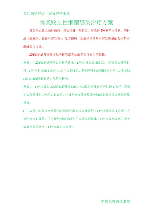 禽类败血性细菌感染常用防治方案