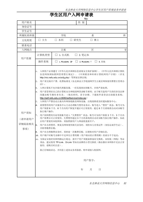 申请网络模版