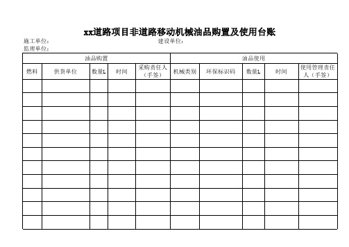 非道路移动机械油品购置及使用台账(1)--