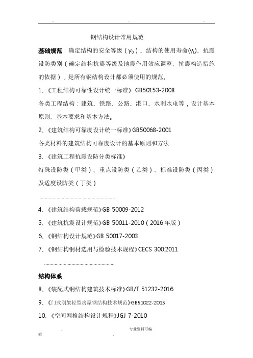 钢结构常用规范与规程完整