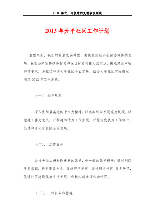 2013年天平社区工作计划