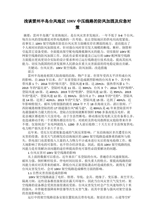 浅谈雷州半岛台风地区10KV中压线路的防风加固及应急对策