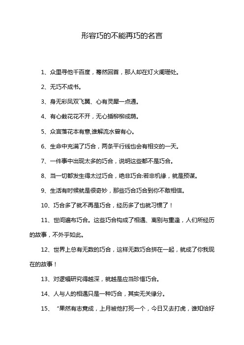 形容巧的不能再巧的名言