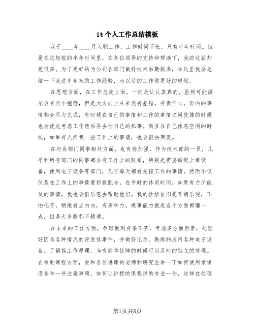 it个人工作总结模板(3篇)