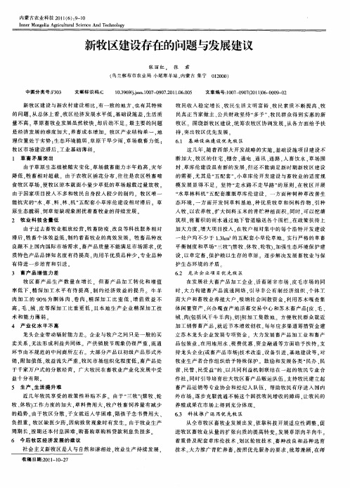 新牧区建设存在的问题与发展建议