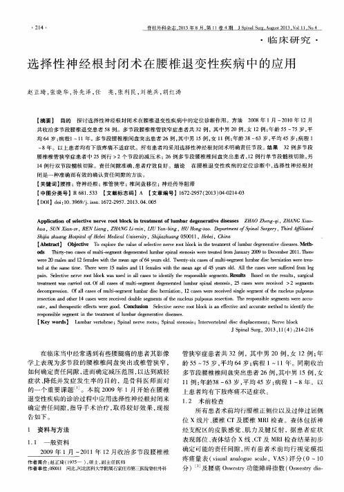 选择性神经根封闭术在腰椎退变性疾病中的应用