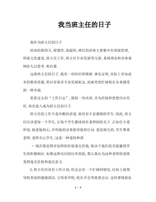 我当班主任的日子