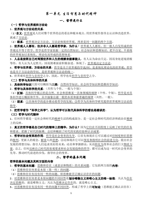 2018-2019学年高中政治选修复习提纲《生活与哲学》