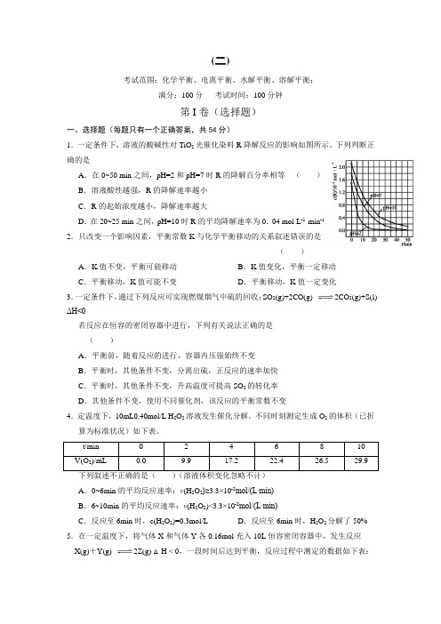 安徽省舒城中学2016届高三寒假作业化学试题2Word版缺答案