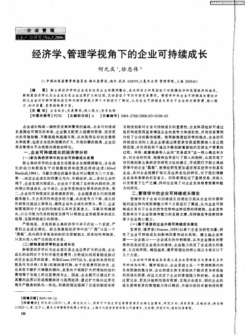 经济学、管理学视角下的企业可持续成长