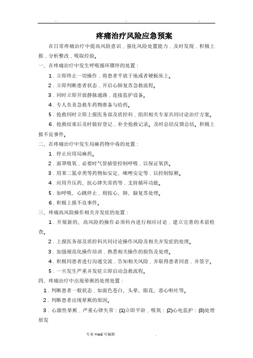 疼痛治疗风险应急处置预案