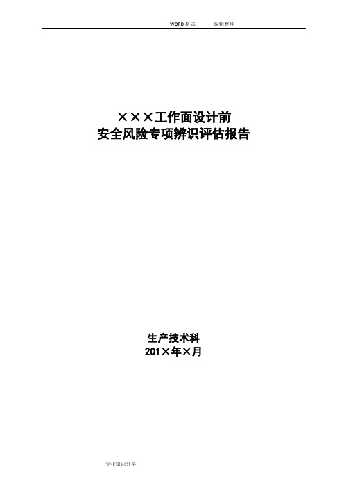 工作面设计前安全风险专项辨识评估报告书模板