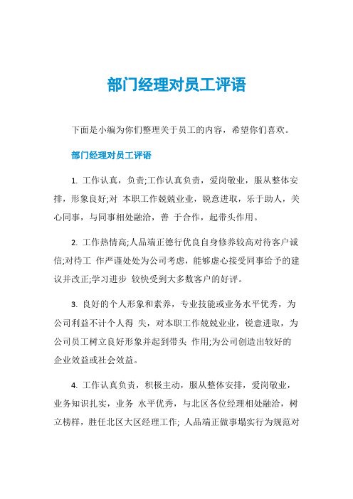 部门经理对员工评语