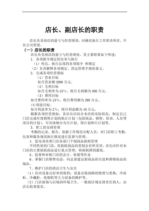 店长、副店长的职责(1)