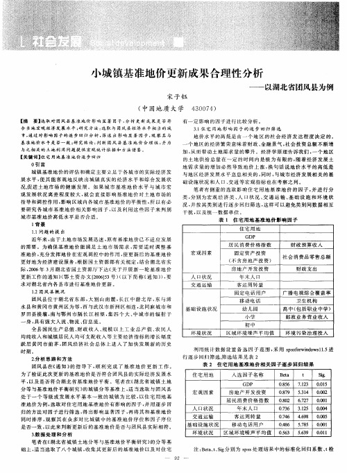 小城镇基准地价更新成果合理性分析——以湖北省团风县为例