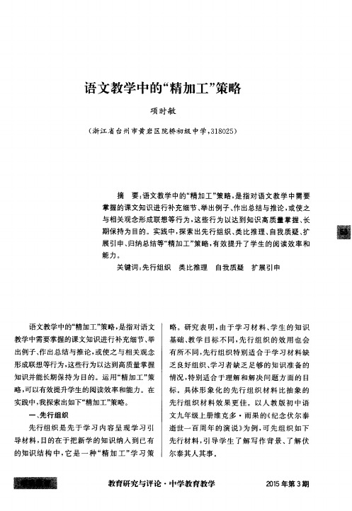 语文教学中的“精加工”策略