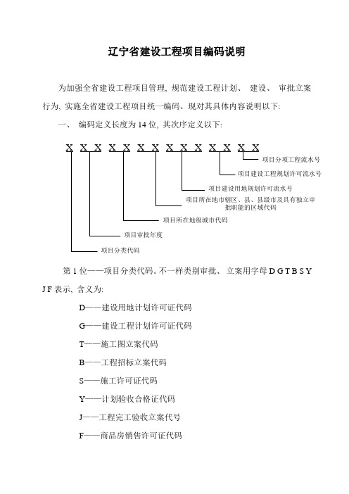 辽宁省建设工程项目编码说明