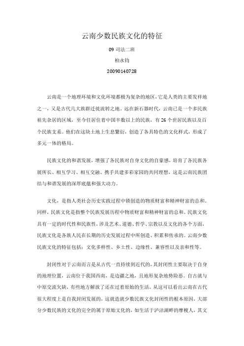云南少数民族文化的特征