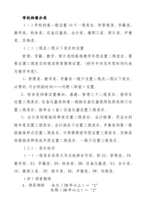 学校档案分类