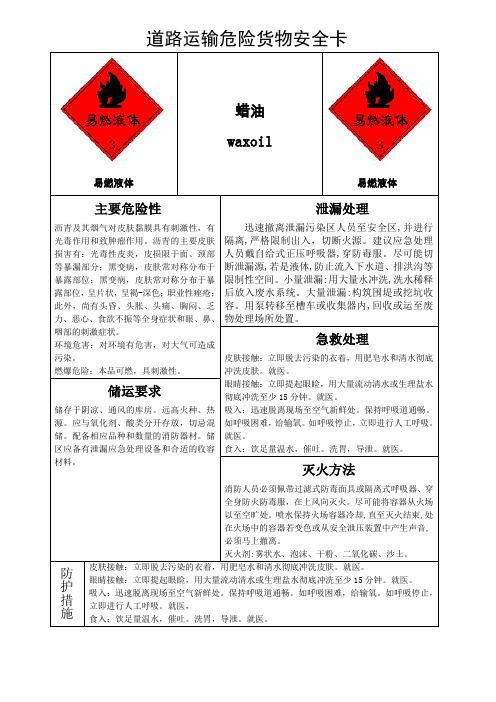 蜡油安全卡