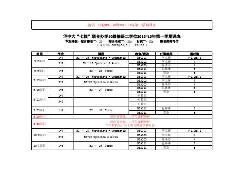2012华中科大下学期德语辅修详细课程安排
