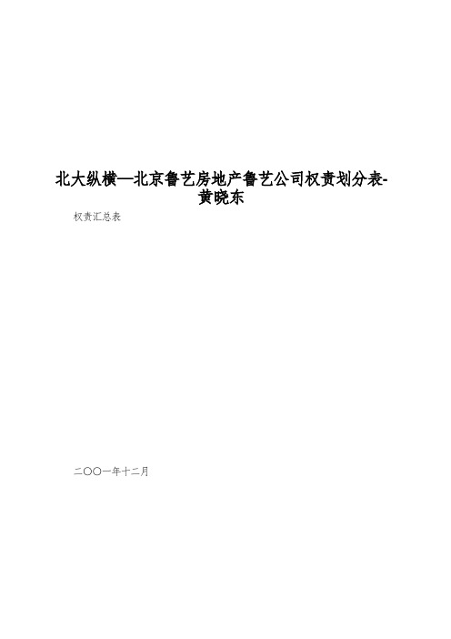 北大纵横—北京鲁艺房地产鲁艺公司权责划分表-黄晓东