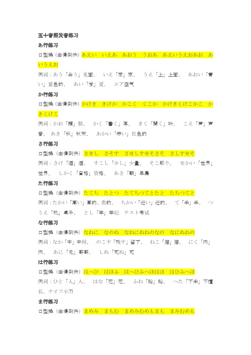 五十音图口型操与例词
