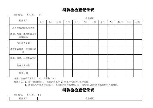 消防栓检查表、完整