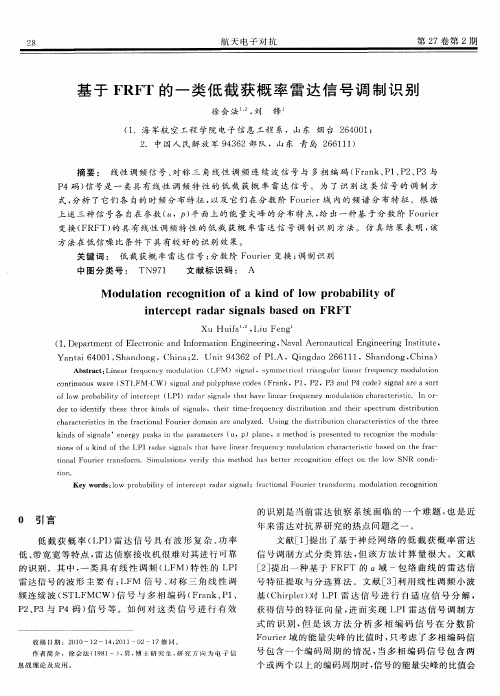 基于FRFT的一类低截获概率雷达信号调制识别