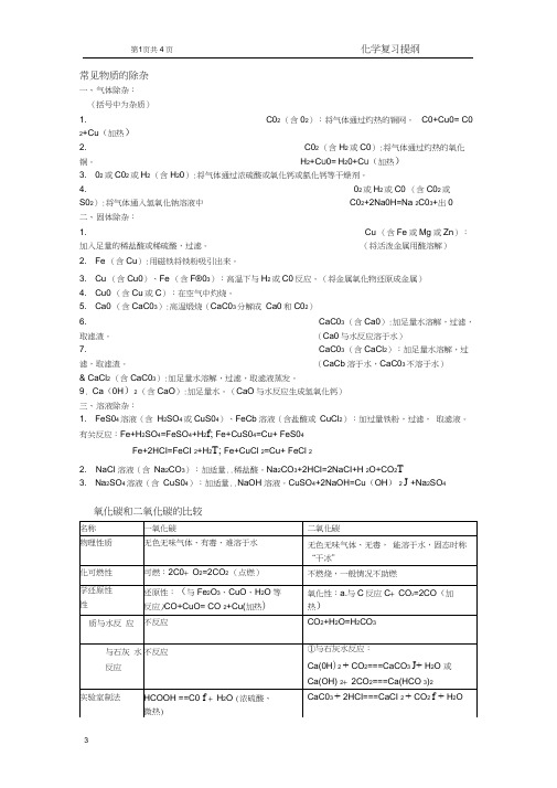 (完整版)常见物质的除杂