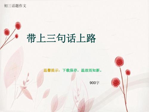 初三话题作文《带上三句话上路》900字(总11页PPT)
