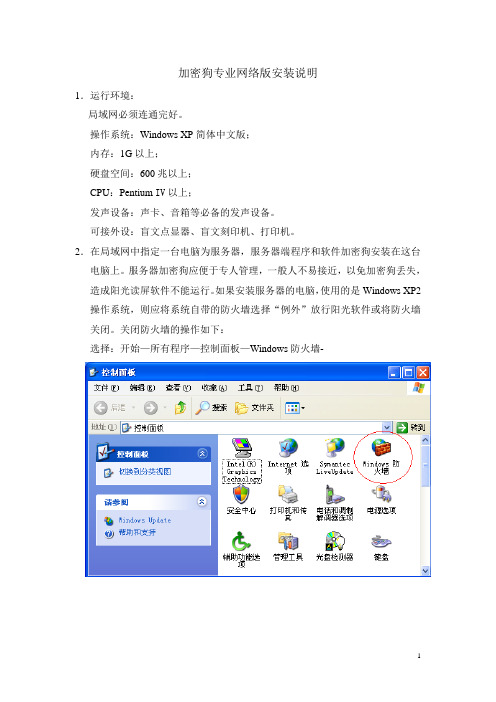 加密狗专业网络版安装说明