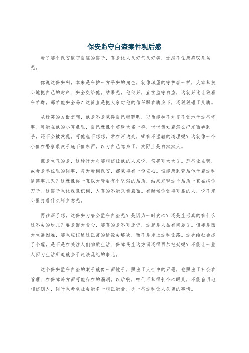 保安监守自盗案件观后感