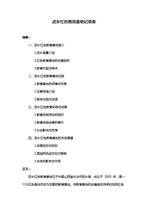 武乡红色教育基地记录表