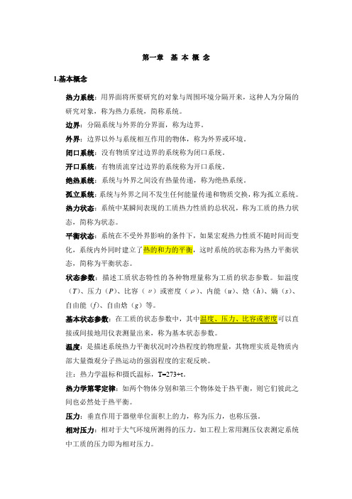 工程热力学复习提纲