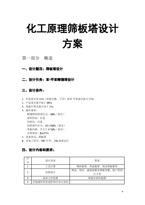 化工原理筛板塔设计方案