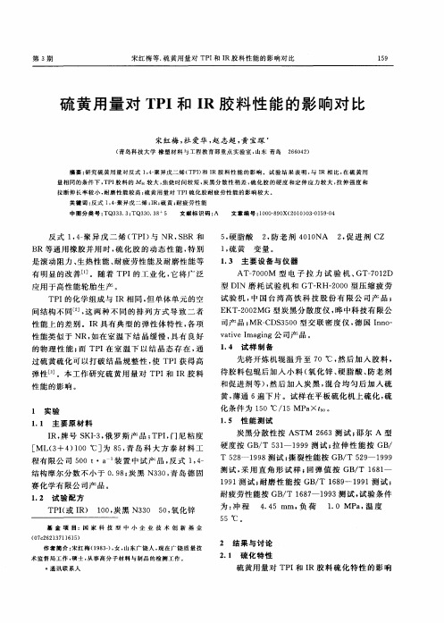 硫黄用量对TPI和IR胶料性能的影响对比
