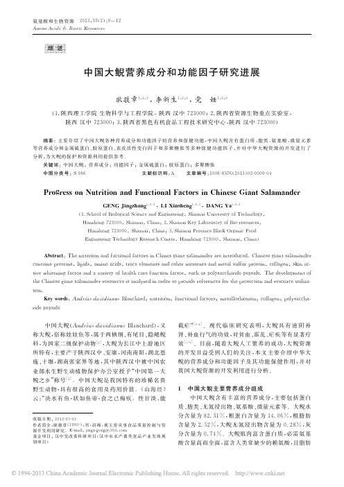 中国大鲵营养成分和功能因子研究进展